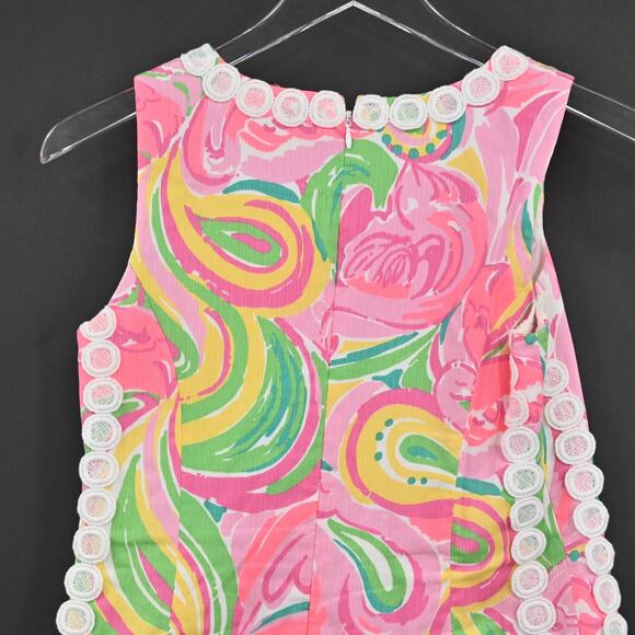 LILLY PULITZER Mila All Nighter Flamingo Dress Size 2 Crochet Lace Detail Shift‎ - Picture 10 of 13